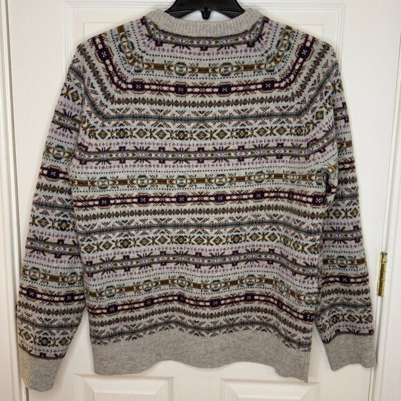 J. Crew Lambs Wool Fair Isle Knit Sweater Crewneck Size Large - Picture 5 of 7